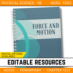 Force & Motion Notes, PowerPoint & Test ~ EDITABLE