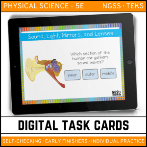 Sound, Light, Mirrors, & Lenses Digital Task Cards