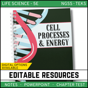 Cell Processes and Energy Notes, PowerPoint & Test~ EDITABLE