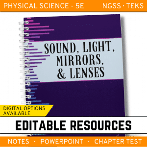 Sound, Light, Mirrors & Lenses Notes, PowerPoint & Test ~ EDITABLE