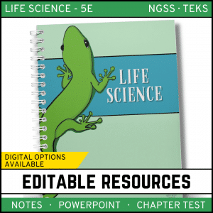 Life Science Notes, PowerPoint, and Chapter Tests EDITABLE Bundle